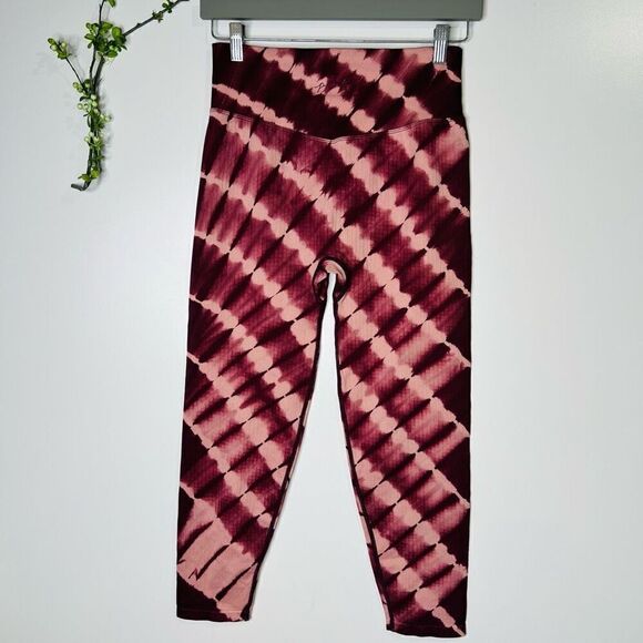 Victoria’s Secret Pink Active Tie Dye Ombré Burgundy Maroon Pink Workout Pants - Picture 7 of 10